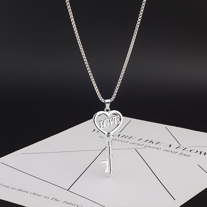 Heart Key Pendant Necklace - product view 4