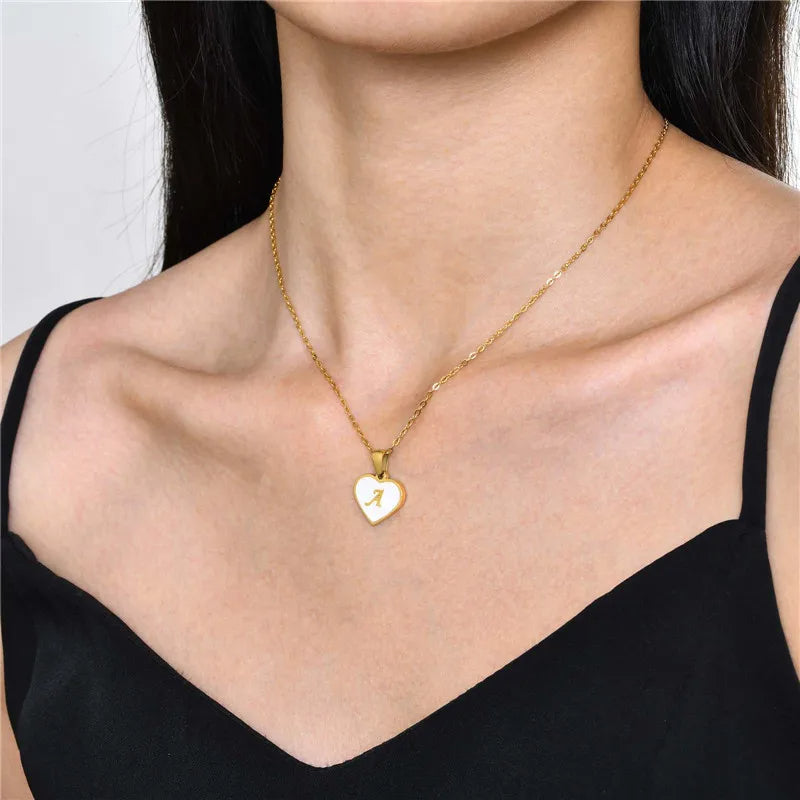 Initial Heart Pendant Necklace — product view 3