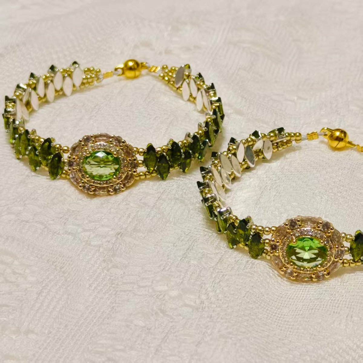 Crystal floral statement bracelet with dimensional rhinestone detail