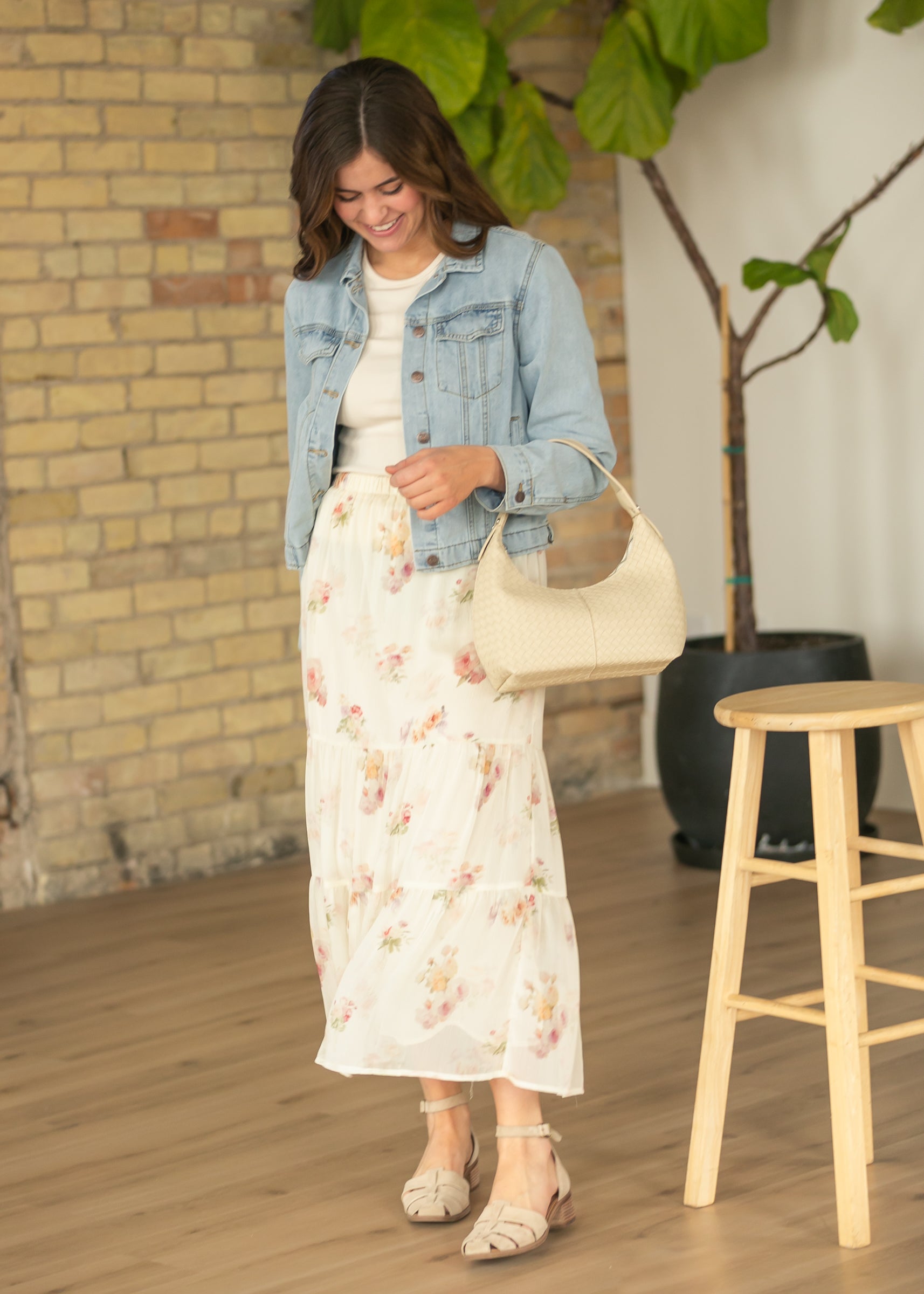 Helena tiered maxi skirt with elastic waistband