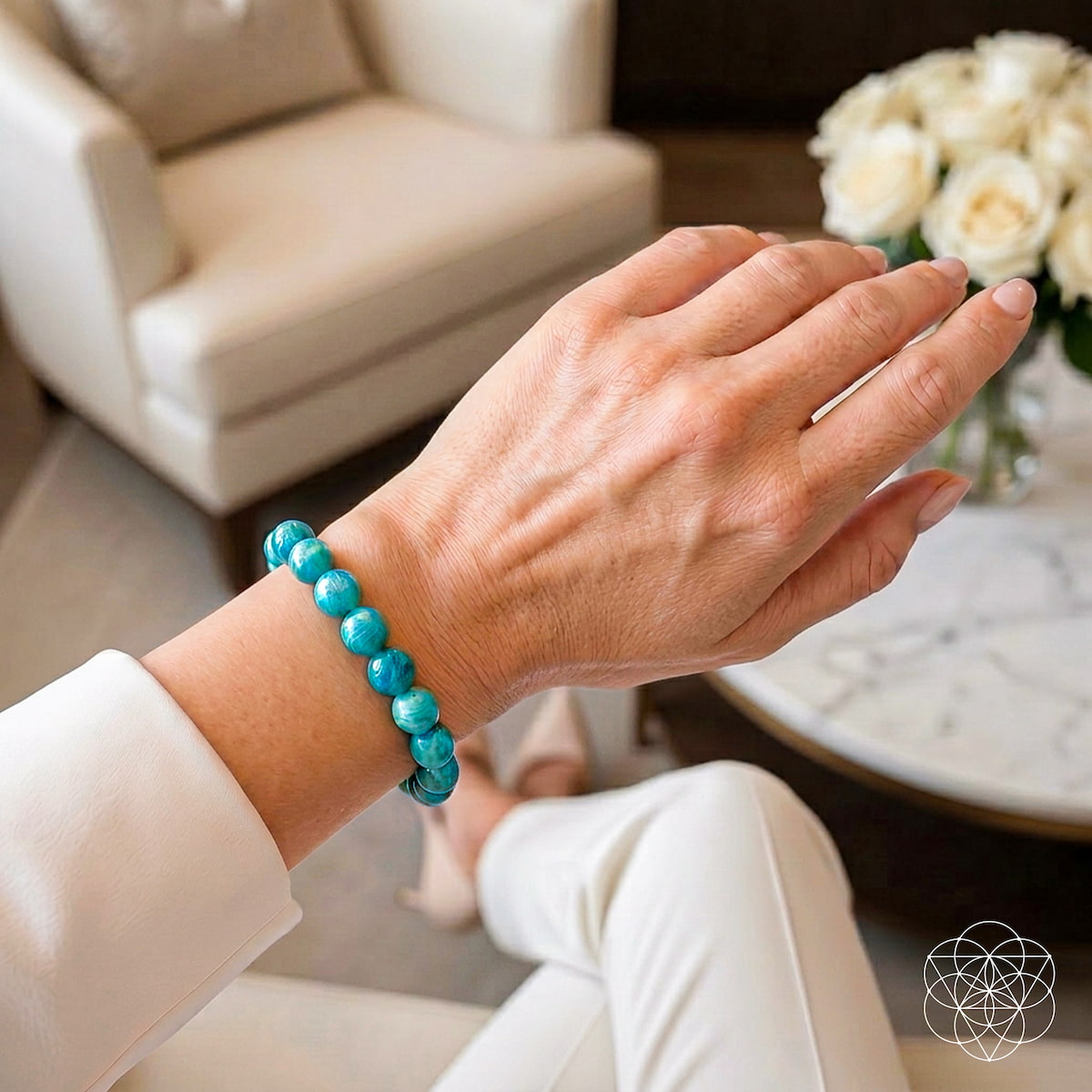 Mozambique blue amazonite bracelet on elastic