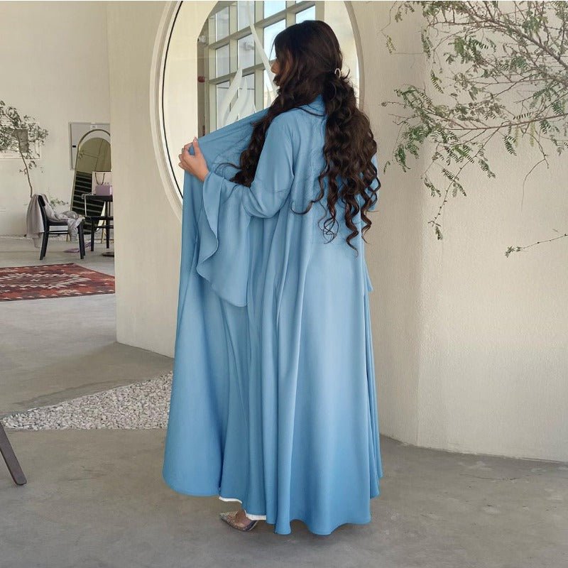 Lotus sleeve satin open abaya image 9
