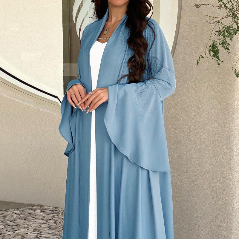 Lotus sleeve satin open abaya image 8