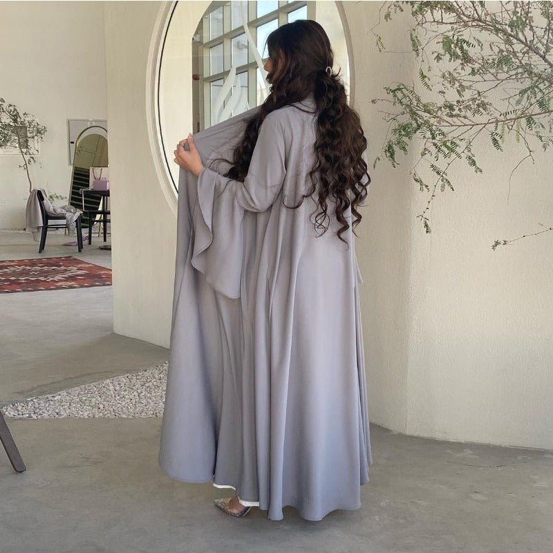 Lotus sleeve satin open abaya image 23