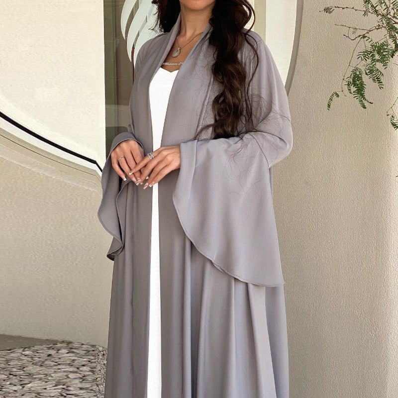 Lotus sleeve satin open abaya image 22
