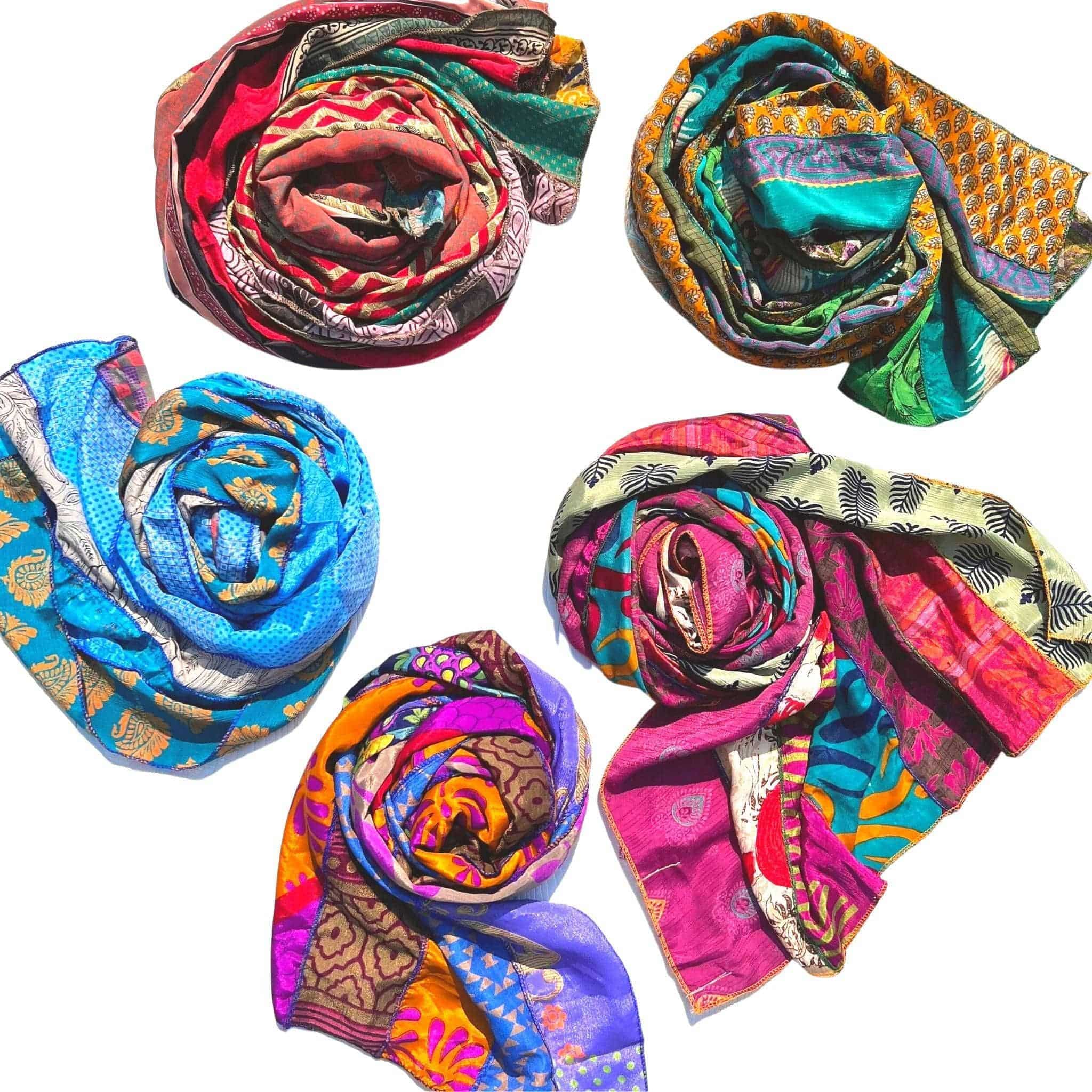 Recycled sari silk medley scarf image 1