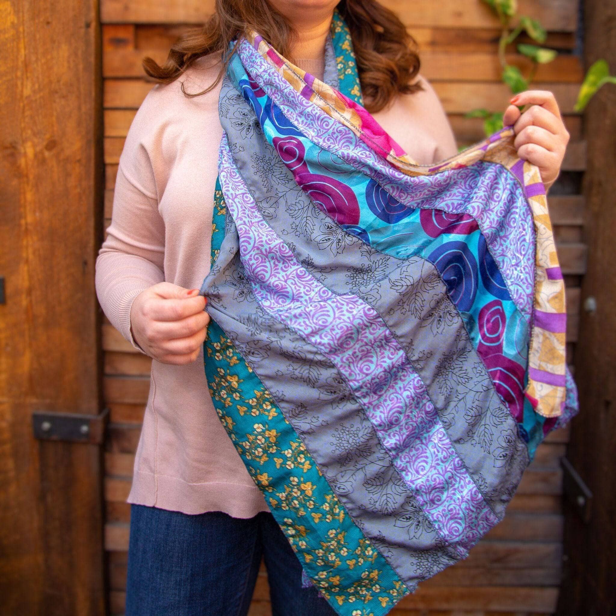 Recycled sari silk medley scarf image 6