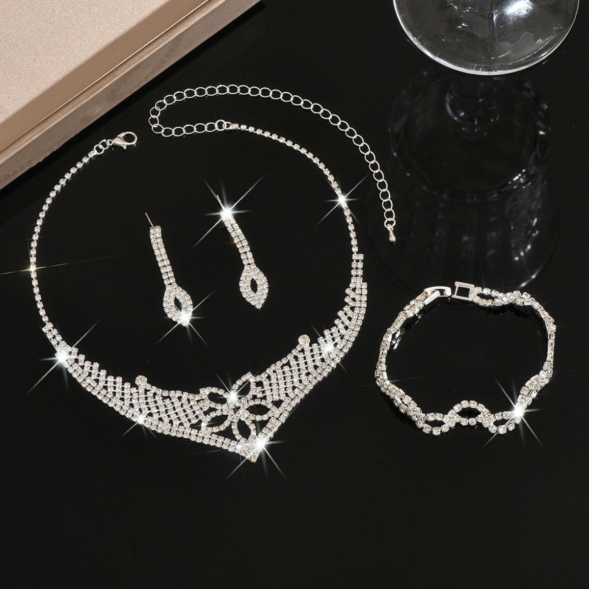 Rhinestone jewelry trio image 7