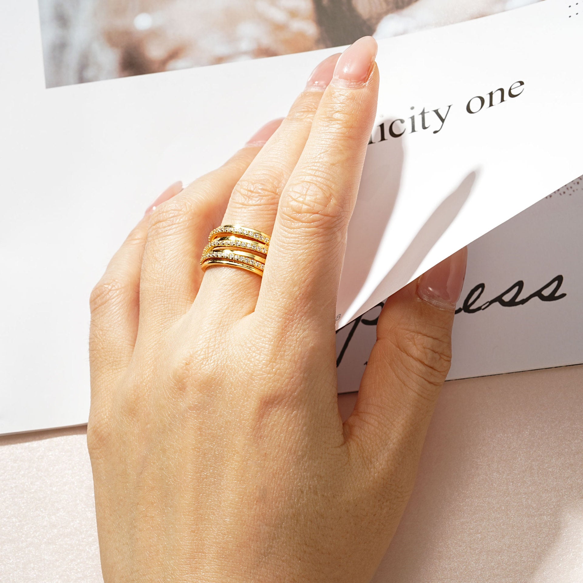 Geometric Multi-Band Ring - product view 4