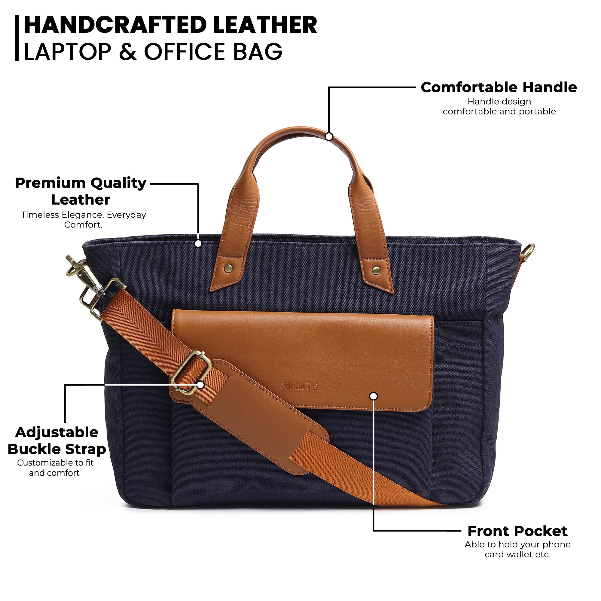 Voyager canvas and leather briefcase with shoulder strap