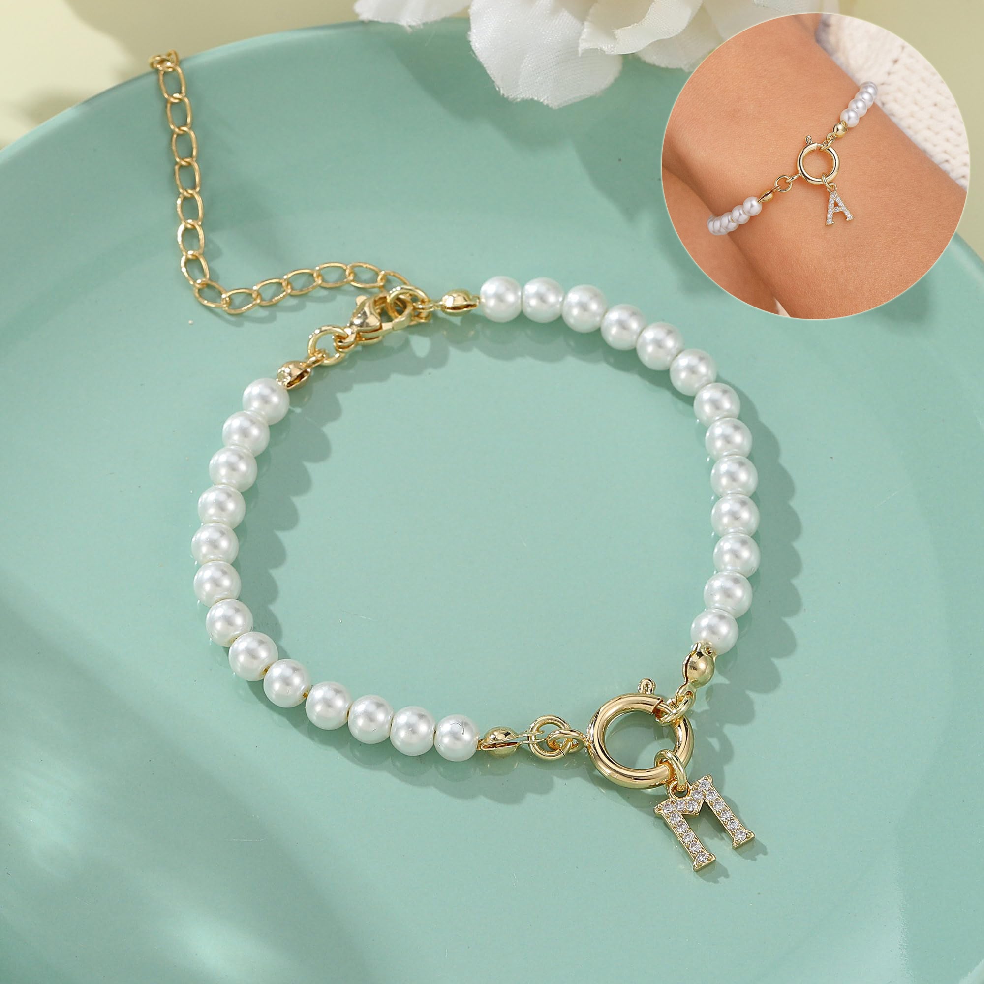 Initial Pearl Bracelet — product view 1