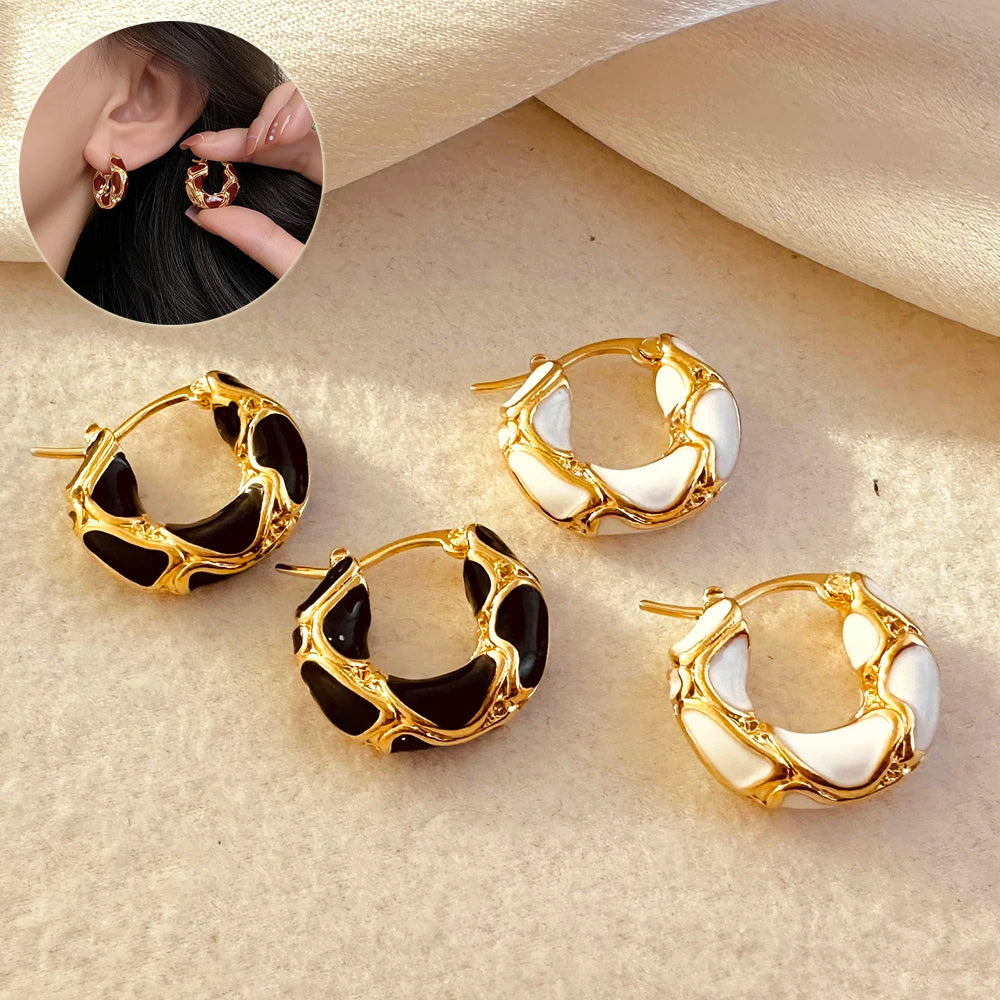Enamel Mini Hoop Earrings — product view 1