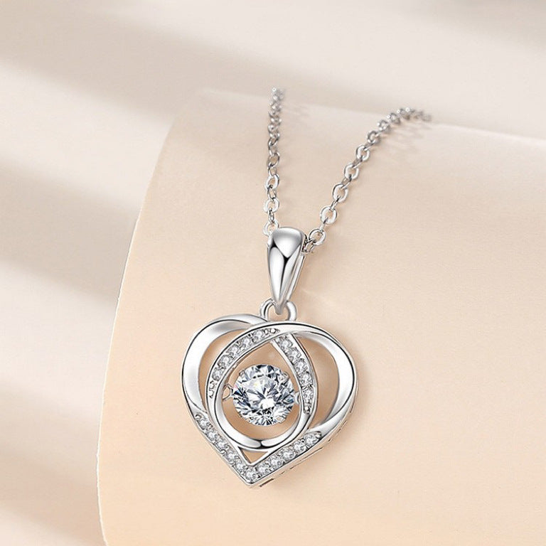 Rhinestone Heart Pendant Necklace — product view 2