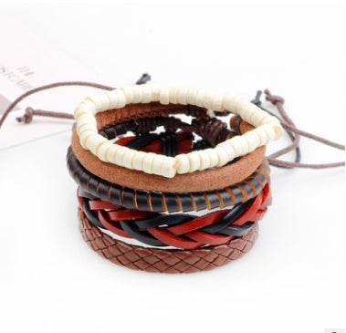 Braided Leather Bead Bracelet — product view 10