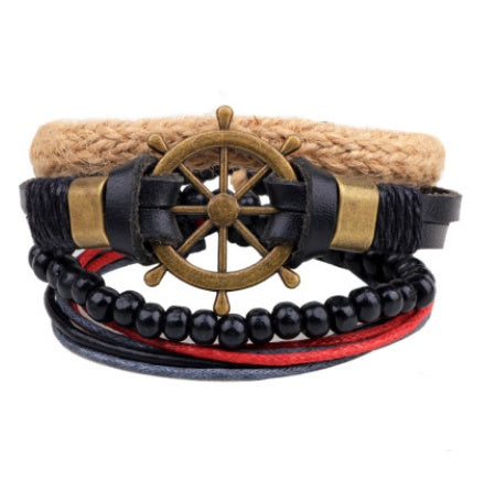 Braided Leather Bead Bracelet — product view 14