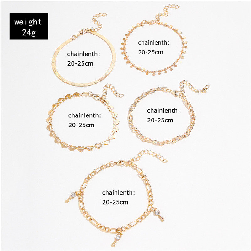 Heart and Key Anklet Set - product view 5
