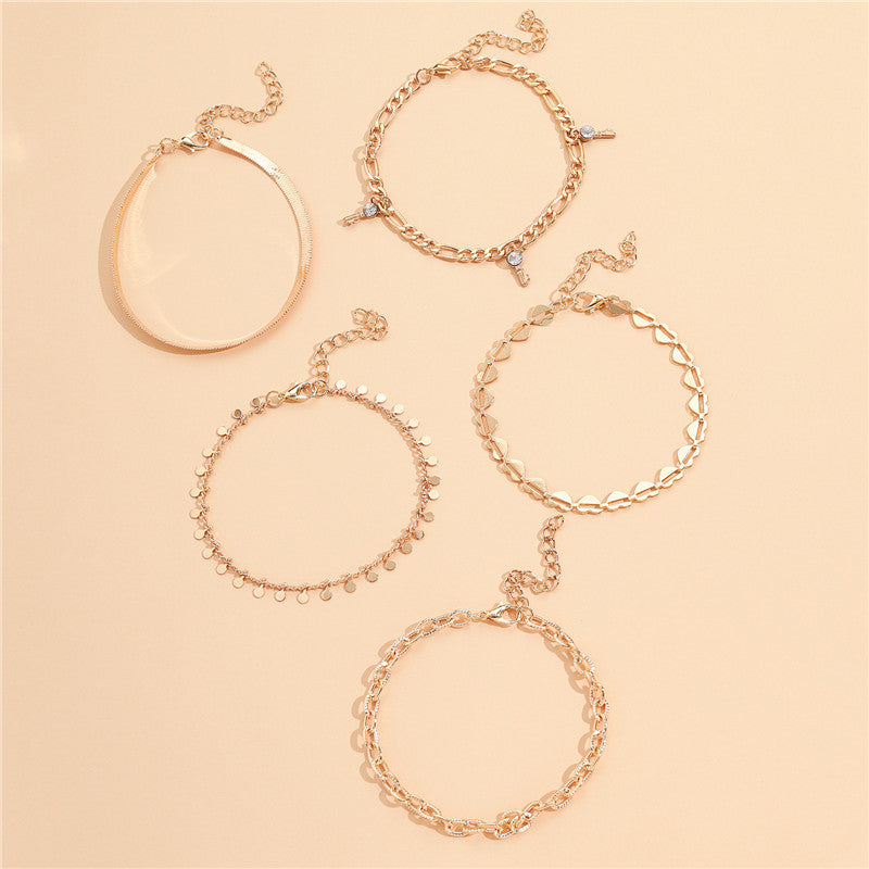 Heart and Key Anklet Set - product view 3