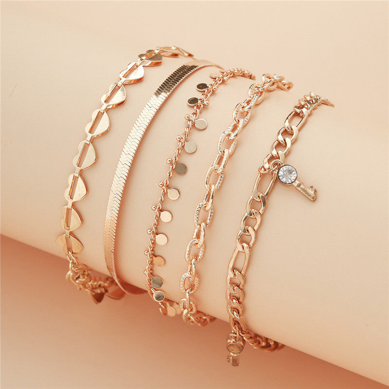 Heart and Key Anklet Set - product view 4