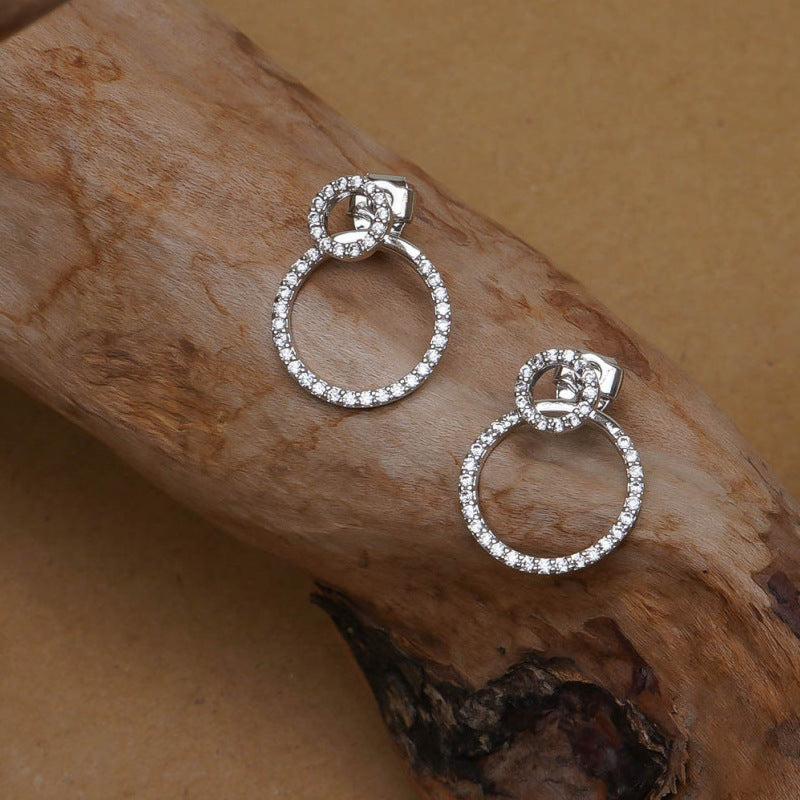 Pavé Circle Stud Earrings — product view 2