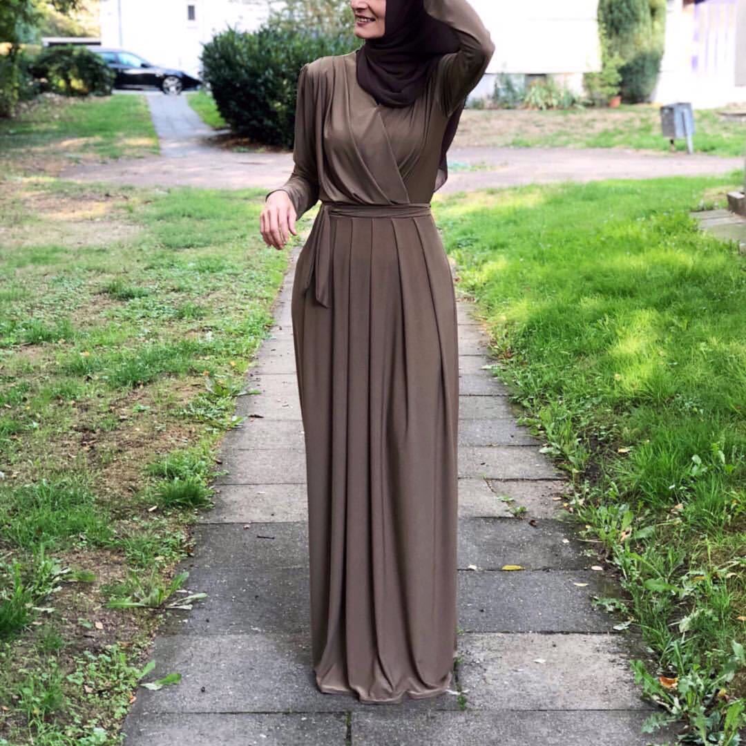 Draped V-Neck Maxi Abaya - product view 1
