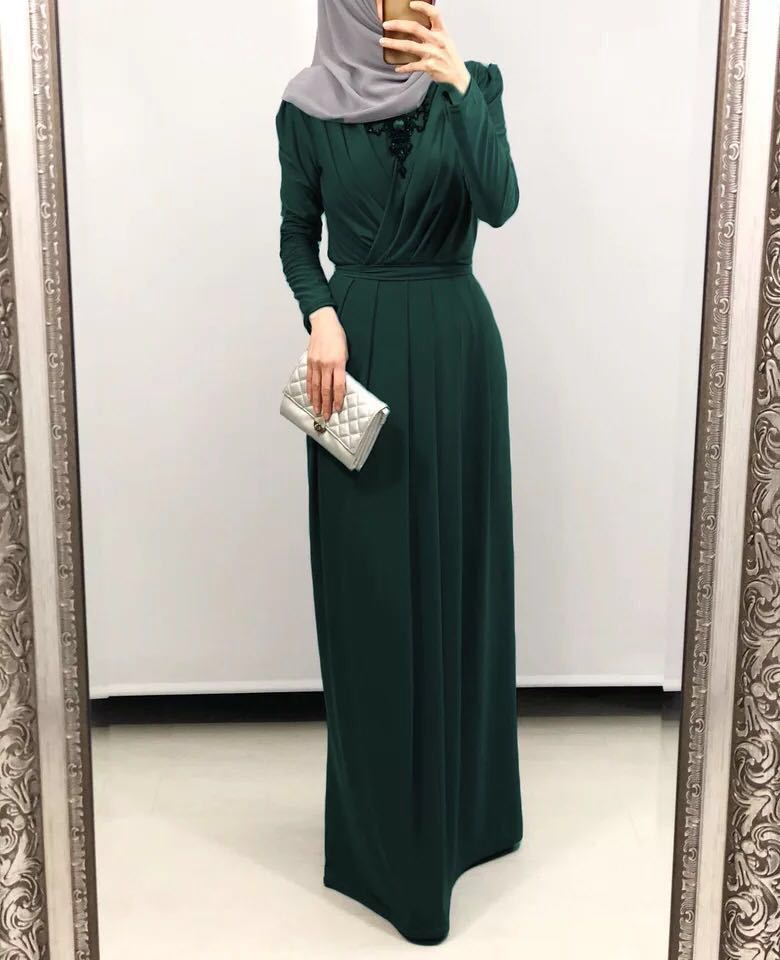 Draped V-Neck Maxi Abaya - product view 4