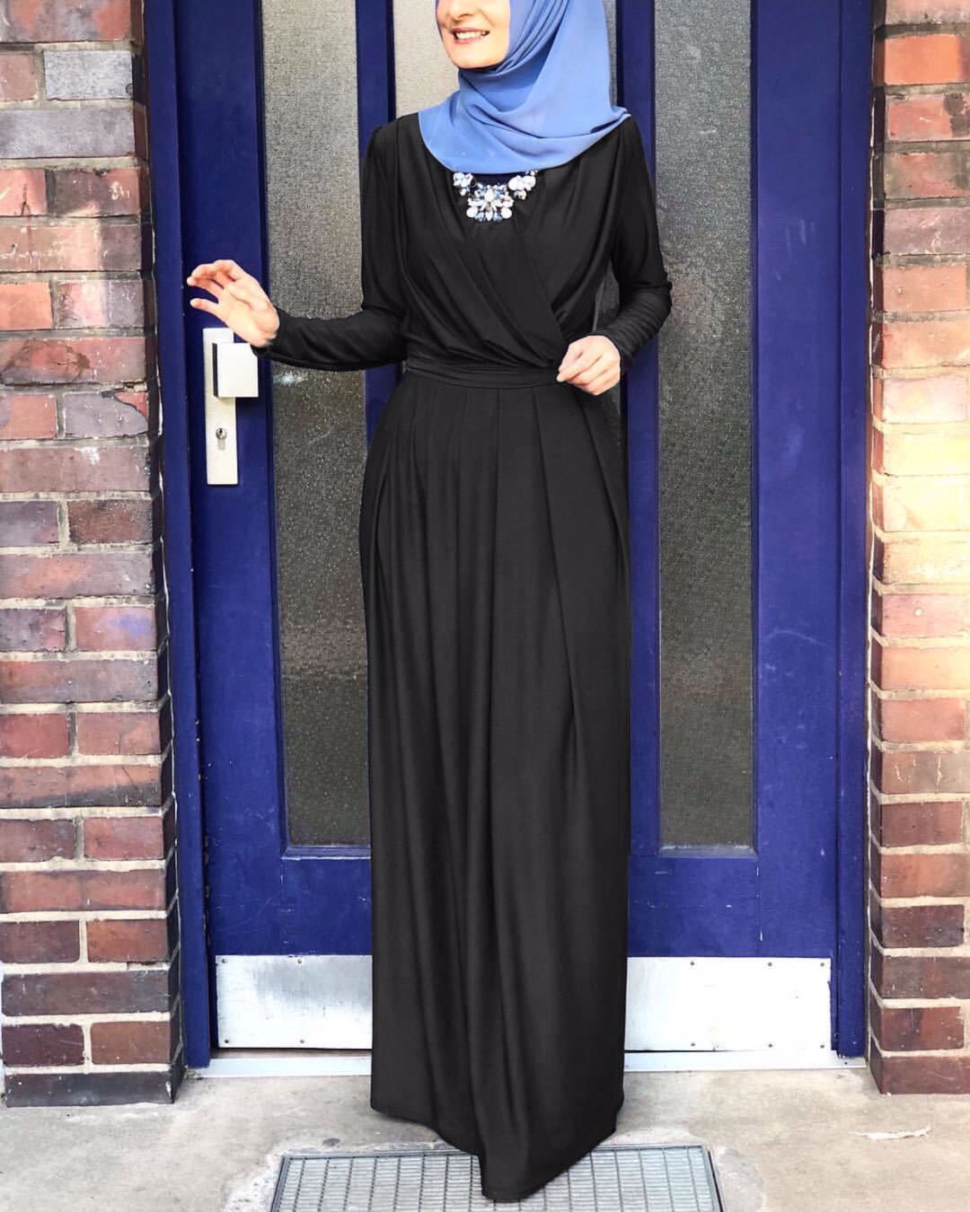 Draped V-Neck Maxi Abaya - product view 6