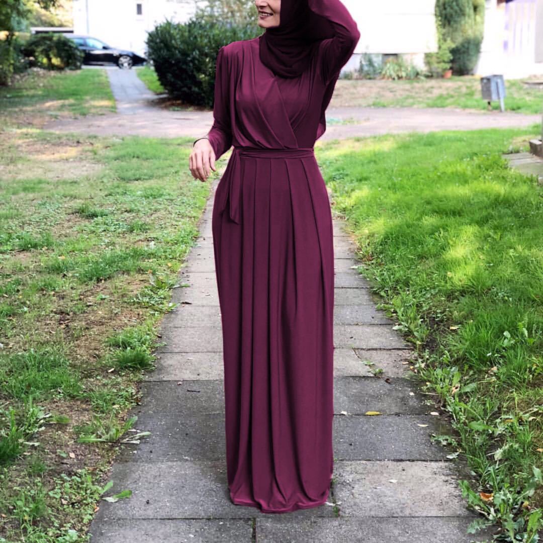 Draped V-Neck Maxi Abaya - product view 2