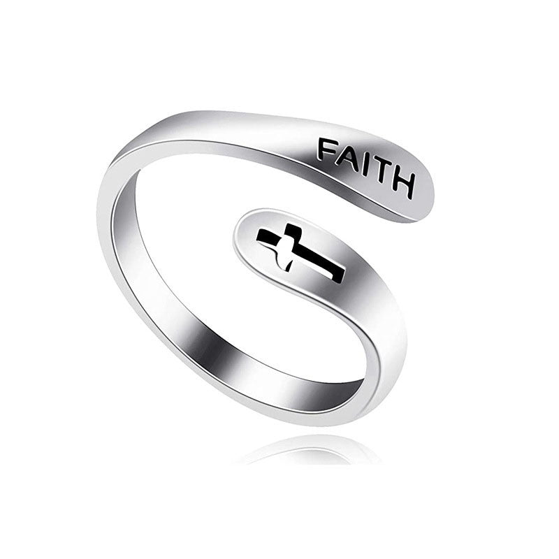 Faith Letter Adjustable Ring — product view 3