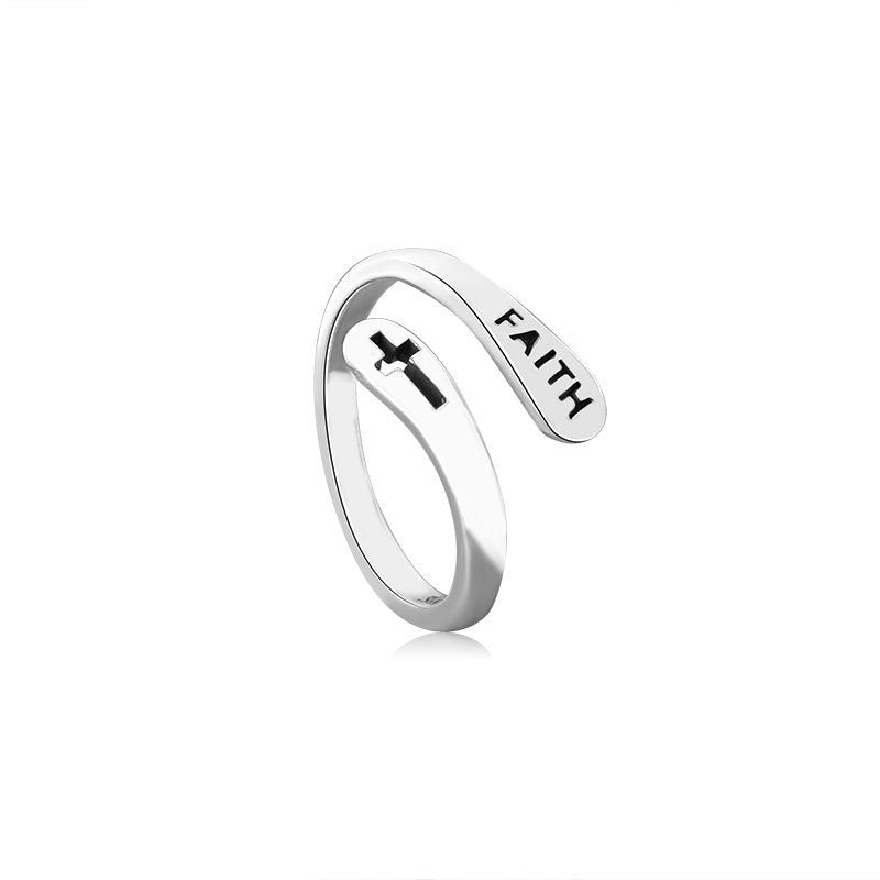 Faith Letter Adjustable Ring — product view 4