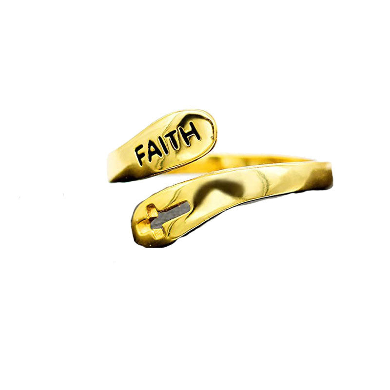 Faith Letter Adjustable Ring — product view 7