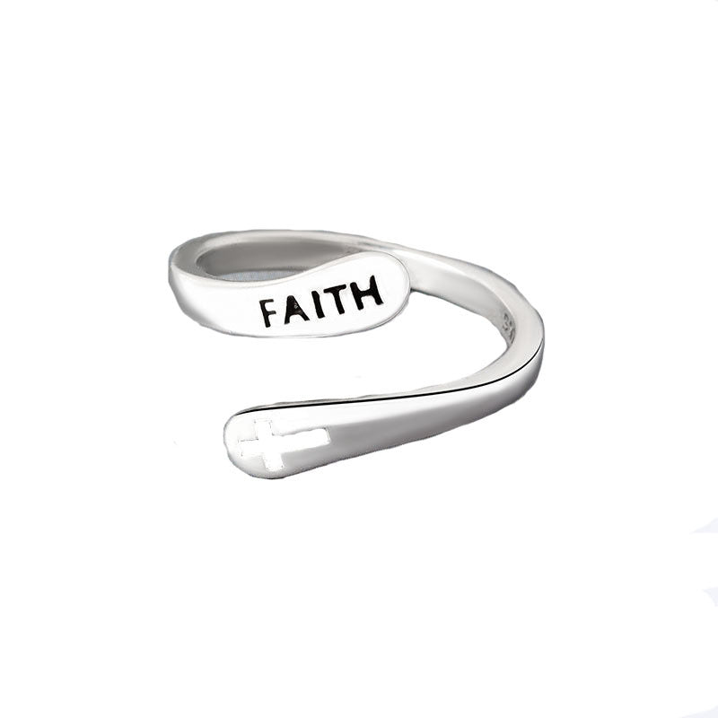 Faith Letter Adjustable Ring — product view 6
