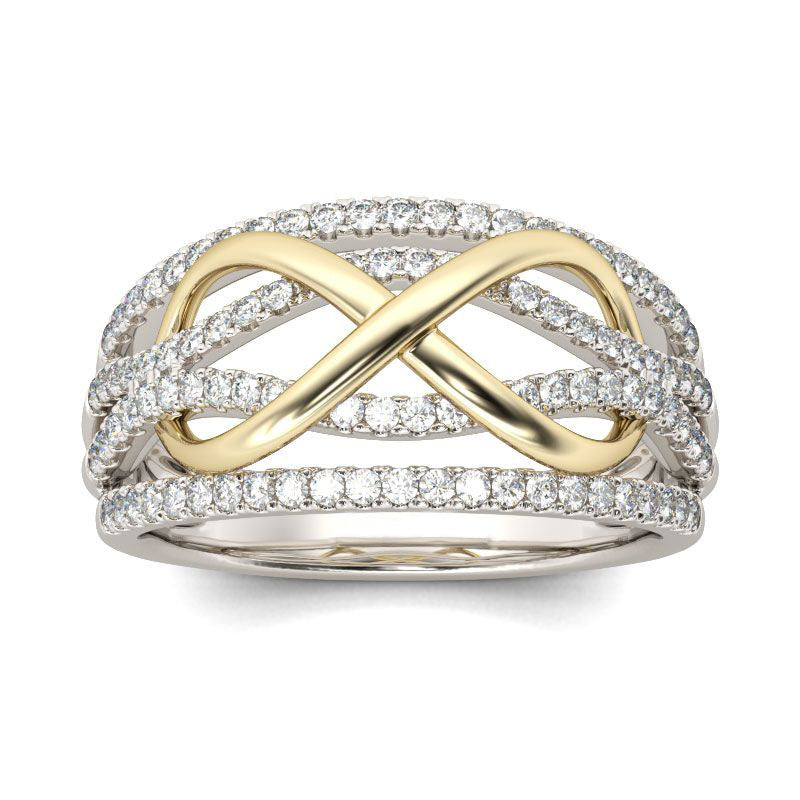Two-Tone Zircon Statement Ring — product view 1