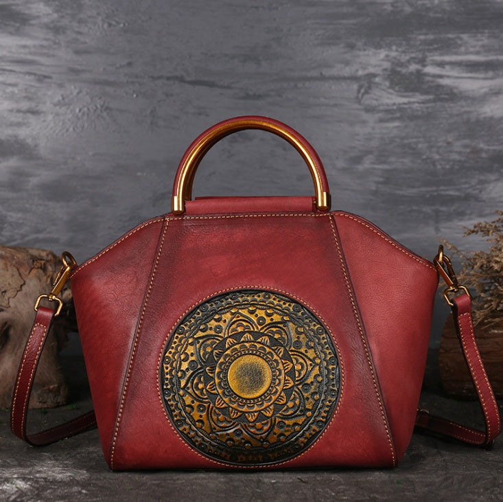 Embossed Leather Top-Handle Bag — product view 1