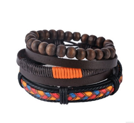 Braided Leather Bead Bracelet — product view 2