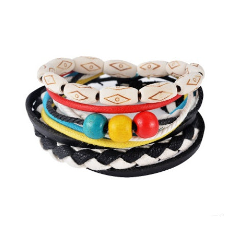 Braided Leather Bead Bracelet — product view 11