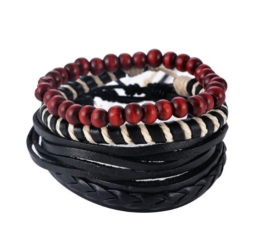 Braided Leather Bead Bracelet — product view 8