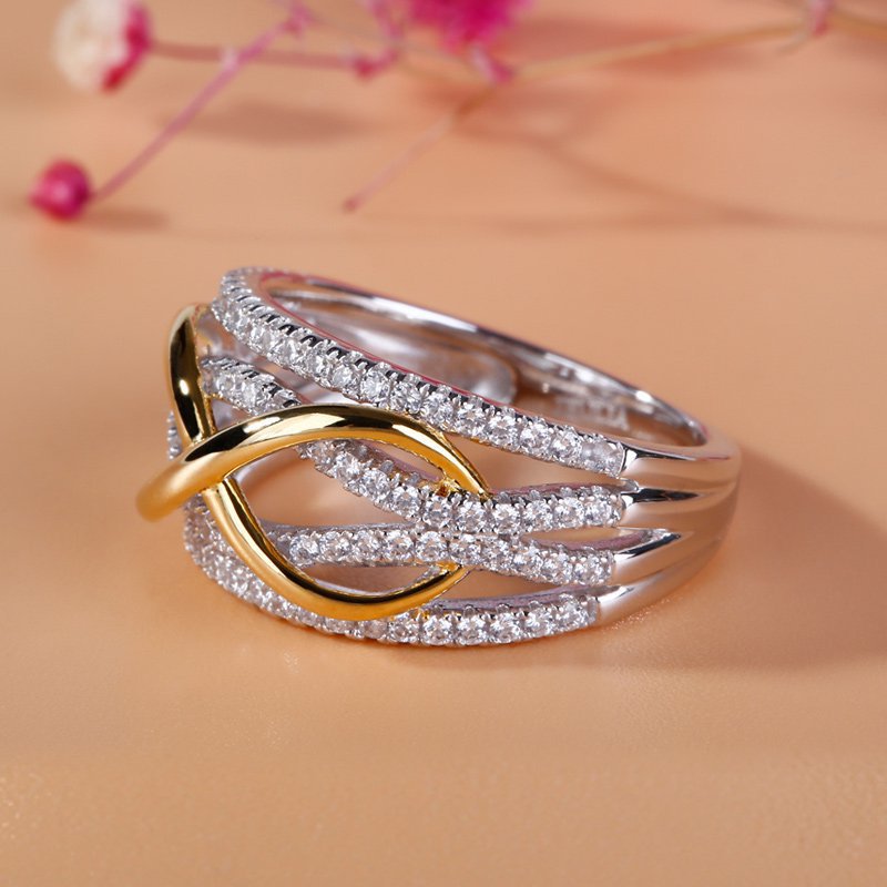 Two-Tone Zircon Statement Ring — product view 3