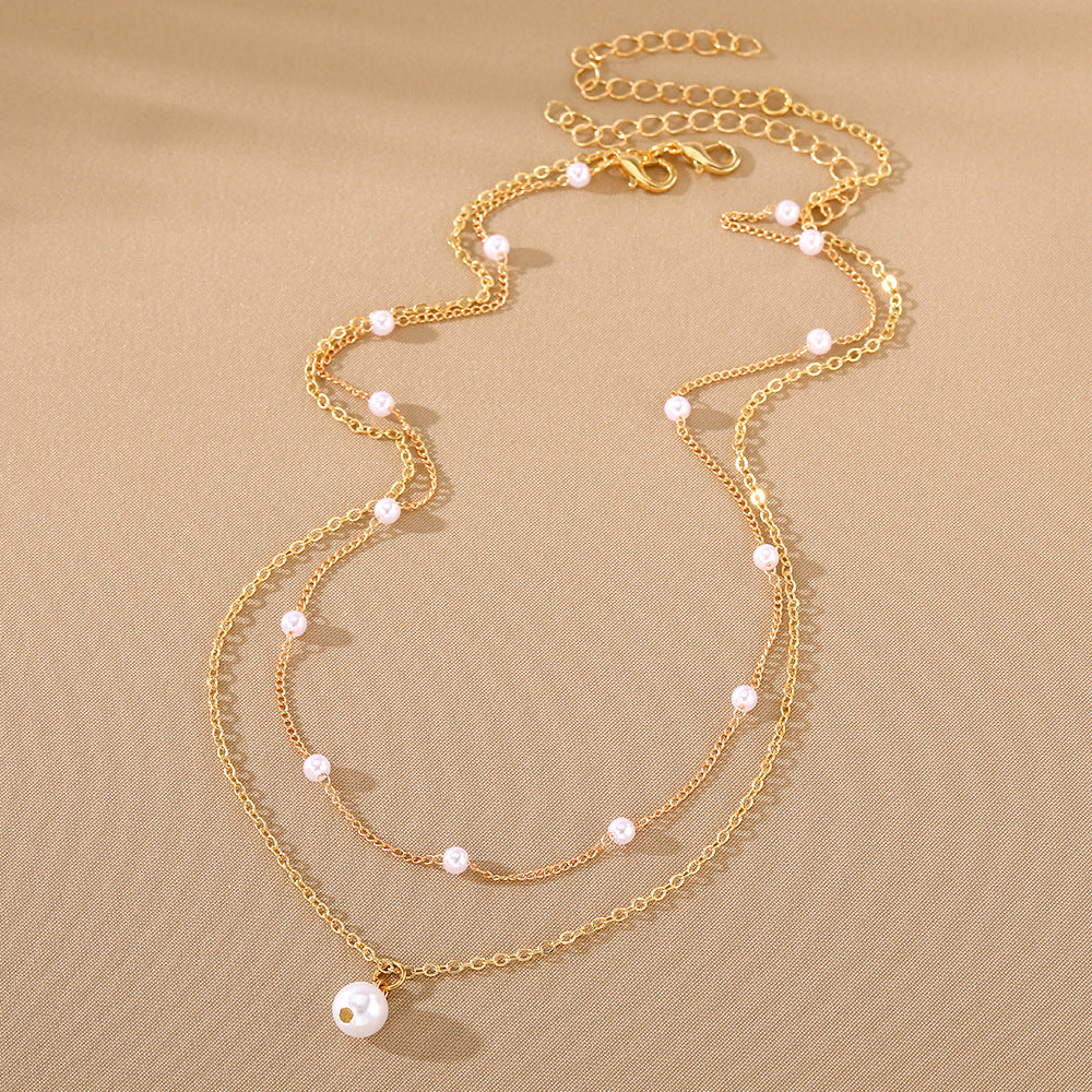 Layered Pearl Tassel Necklace — product view 5
