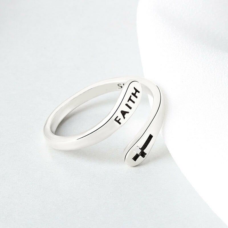 Faith Letter Adjustable Ring — product view 2