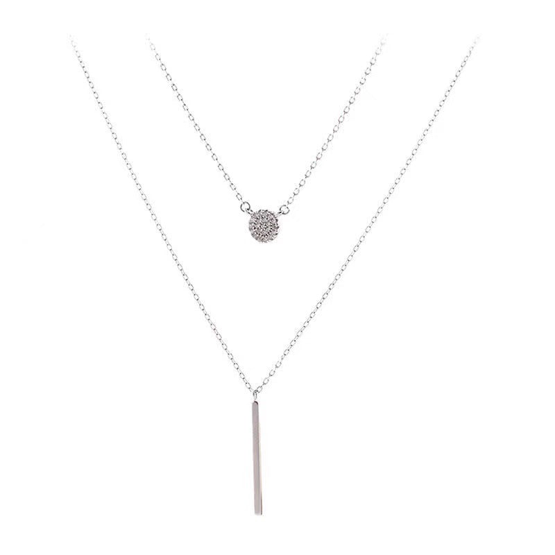 Double-Chain Zircon Bar Necklace — product view 7