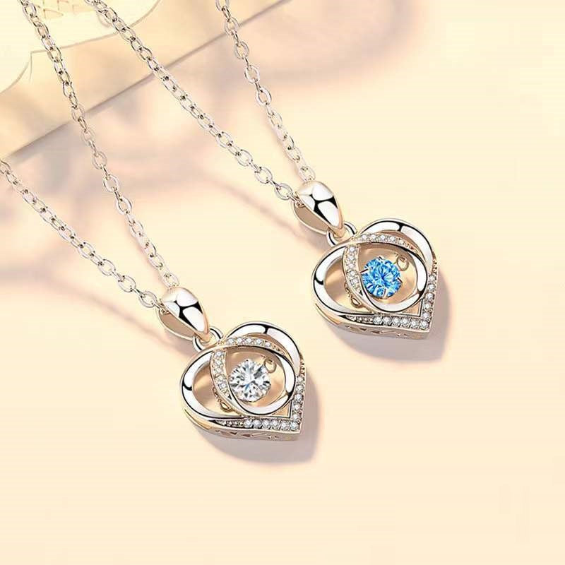 Rhinestone Heart Pendant Necklace — product view 6