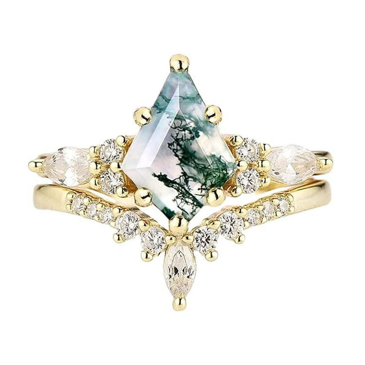 Moss Agate Ring Pair — product view 5