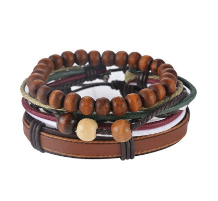 Braided Leather Bead Bracelet — product view 13