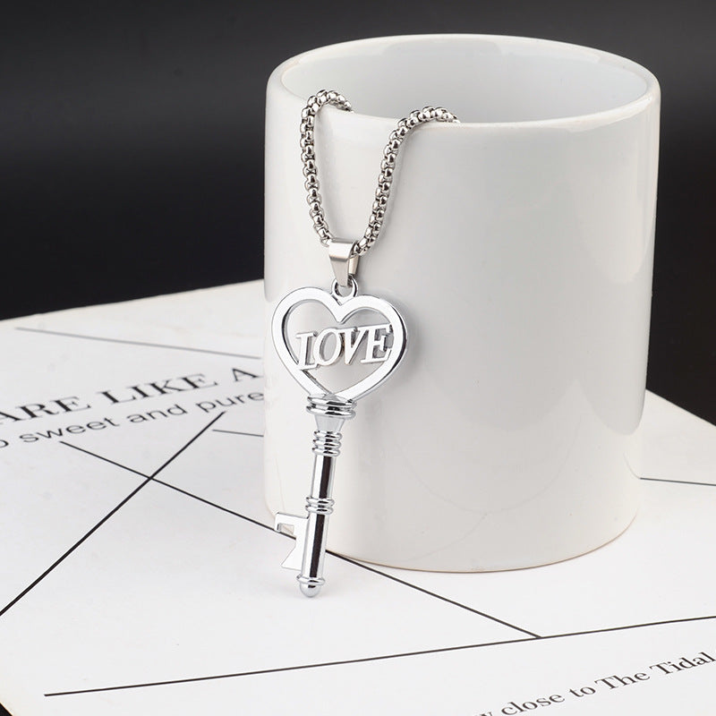 Heart Key Pendant Necklace - product view 5