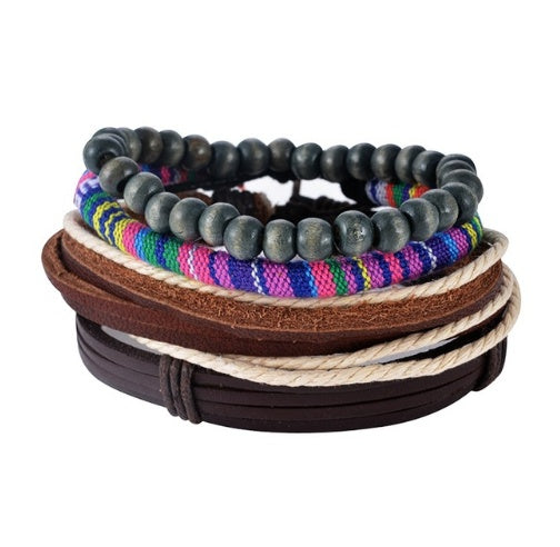 Braided Leather Bead Bracelet — product view 7