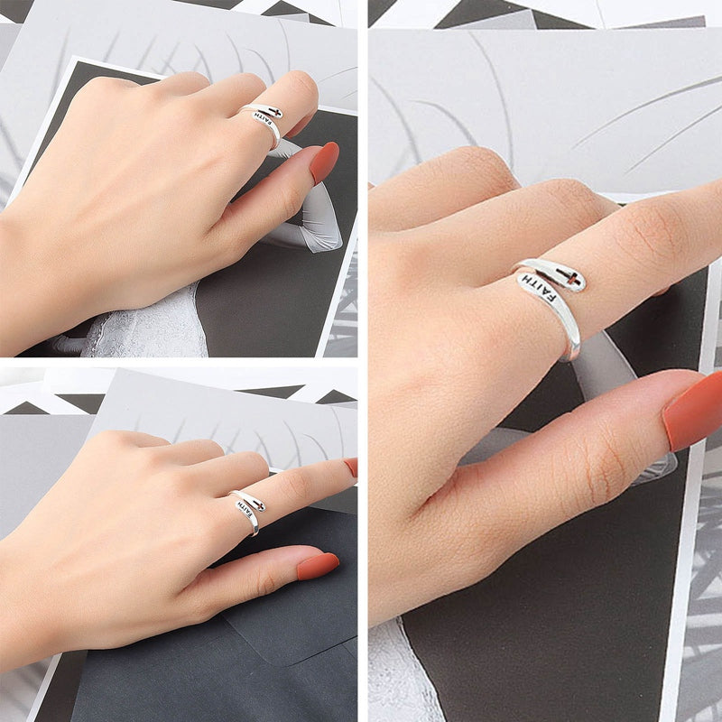 Faith Letter Adjustable Ring — product view 1