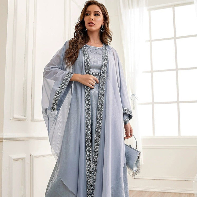 Embroidered Layered Abaya Set - product view 1