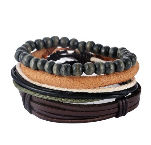Braided Leather Bead Bracelet — product view 9