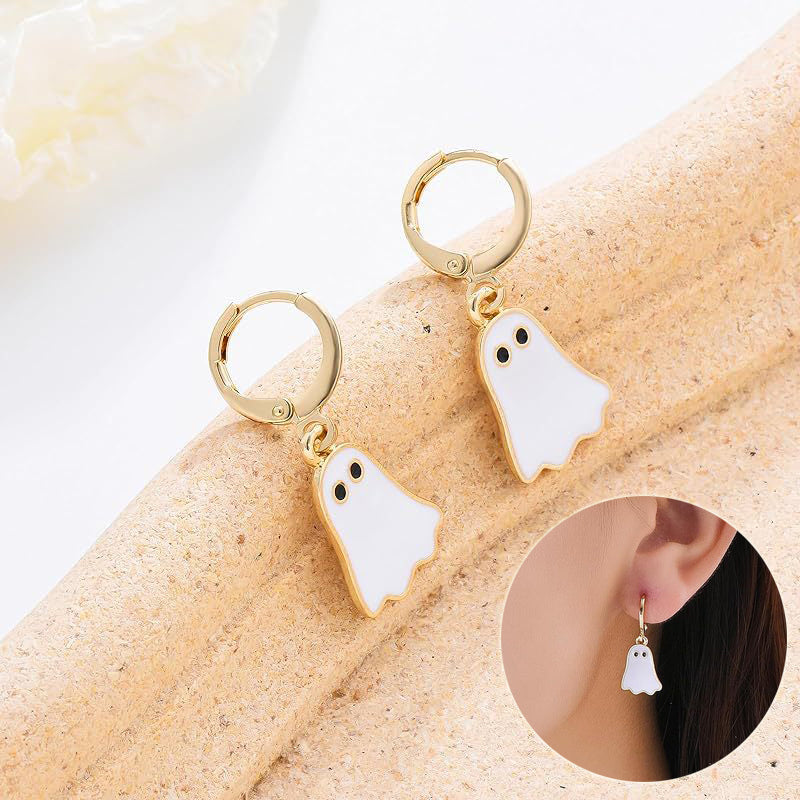 Gold Ghost Huggie Earrings — product view 1