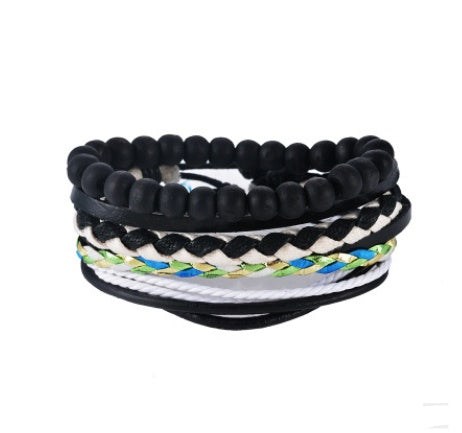 Braided Leather Bead Bracelet — product view 12